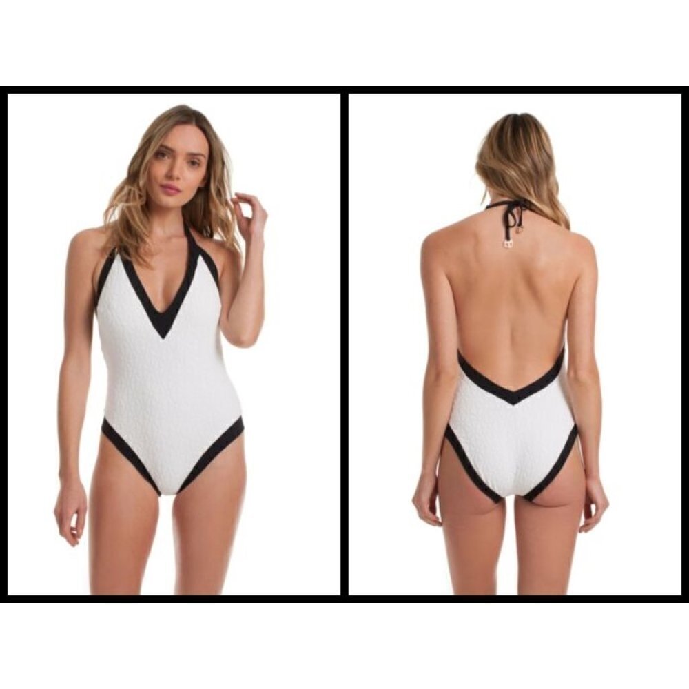 💕TRINA TURK💕 Jacquard Plunge One Piece Swimsuit